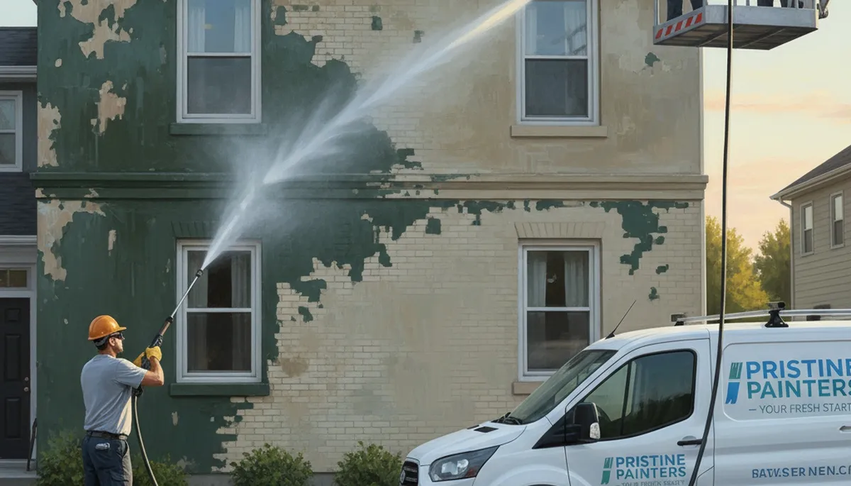 Madison, WI pressure washing for exterior cleaning on a residential home by Madison Paint Pros